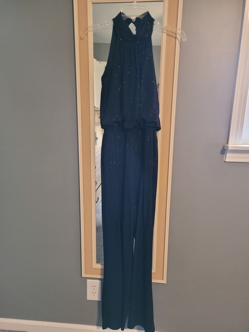 Enfocus Studio Black Halter Jumpsuit with Sparkle Accents